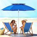 ROWHY 2 Tiers 7.5’ Beach Umbrella with Sand Anchor & Push Button Tilt Pole Portable for Heavy Duty Wind UV 50+ Sunshade Umbrella with Carry Bag for Patio Outdoor Umbrella(Red-Orange Stripe) Home & Garden > Lawn & Garden > Outdoor Living > Outdoor Umbrella & Sunshade Accessories ROWHY Royal Blue  