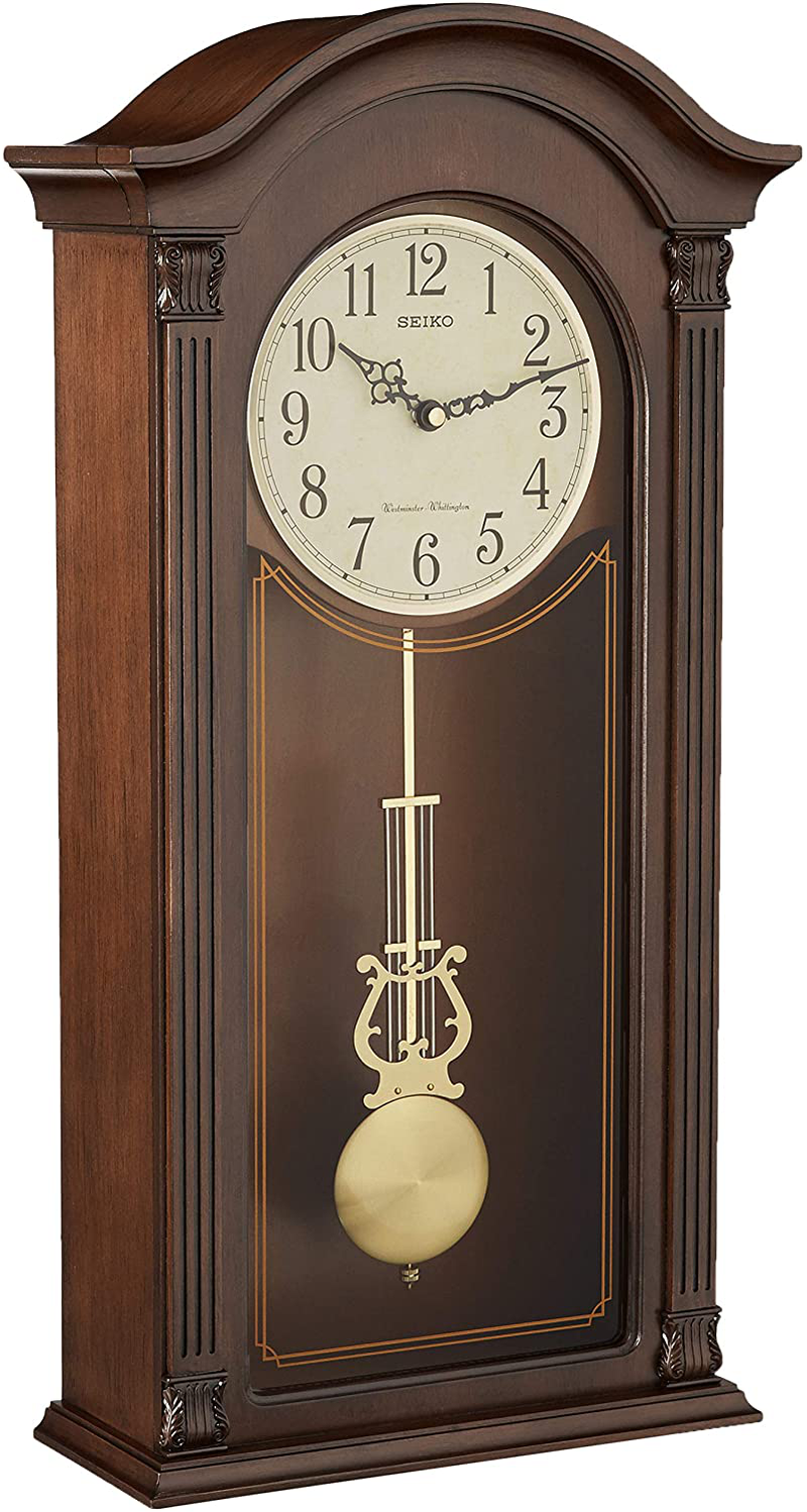 Seiko Gold Tone & Arched Wall Clock with Pendulum and Dual Chimes Home & Garden > Decor > Clocks > Wall Clocks Seiko Watch Corporation   