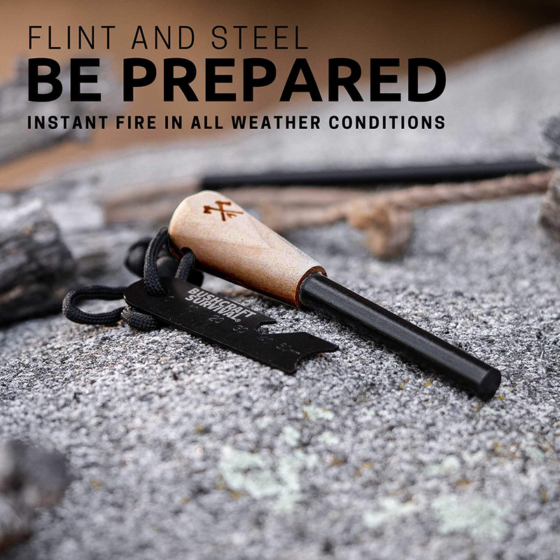 Ferro Rod Fire Starter Survival Tool | Flint and Steel W/ Jumbo Tinder Rope Fire Starters for Campfires Hiking Backpacking | Waterproof Magnesium Farrow Rod Bushcraft Survival Tools Sporting Goods > Outdoor Recreation > Camping & Hiking > Camping Tools BUSHCRAFT SURVIVAL   