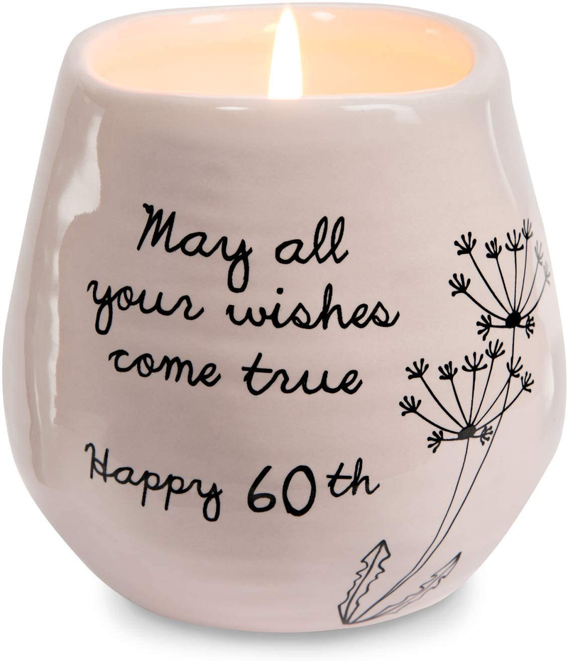 Pavilion Gift Company May All Your Wishes Come True Happy 60th Birthday - 8 oz Soy Wax Candle with Lead Free Wick in A Pink Ceramic Vessel 8 oz-100 Scent: Serenity, 3.5 Inch Tall Home & Garden > Decor > Home Fragrances > Candles Pavilion Gift Company Default Title  