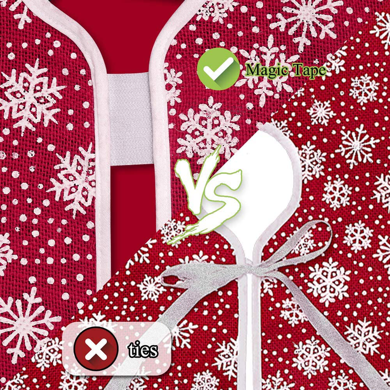 HOHOTIME Christmas Tree Skirt 30 inch, Red Natural Burlap Tree Skirt with White Snowflakes, Xmas Holiday Home Decoration Home & Garden > Decor > Seasonal & Holiday Decorations > Christmas Tree Skirts HOHOTIME   