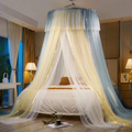 Sunnylisa Canopy Bed Curtains - Canopy Netting for Bed，Double Layer Mesh Sheer Bed Canopy for Girls and Women with Warm White Star Lights,Hook up Curtains for Crib Twin Full Queen King Size Bed Sporting Goods > Outdoor Recreation > Camping & Hiking > Mosquito Nets & Insect Screens SunnyLisa Yellow&blue  