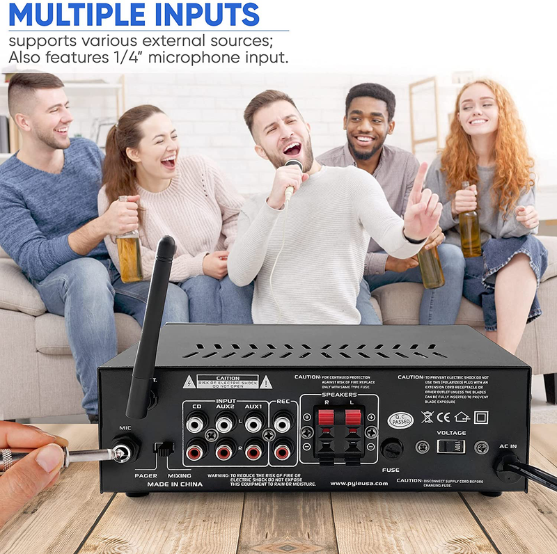 Portable Home Audio Power Amplifier - 2X120 Watt, 2 Channel Surround Sound Stereo Receiver w/ USB IN - For Amplified Subwoofer Speaker, CD DVD, MP3, iPhone, Phone, Theater, PA System - Pyle PTAU45 Electronics > Audio > Audio Components > Audio Amplifiers Pyle   