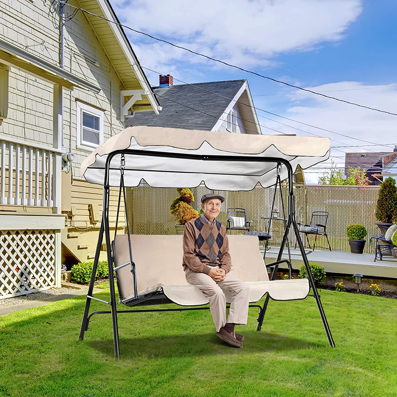Persever Patio Swing Canopy Replacement Cover, Garden Swing Canopy Top Cover, Swing Chair Awning, Unique Velcro Design Windproof Cream 65"x45"x5.9" Home & Garden > Lawn & Garden > Outdoor Living > Porch Swings Persever   