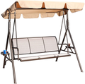 GOLDSUN 3 Person Patio Swing Seat with Adjustable Canopy, All Weather Resistant Hammock Swinging Chair Bench for Patio, Garden, Poolside, Balcony (Taupe) Home & Garden > Lawn & Garden > Outdoor Living > Porch Swings GOLDSUN Taupe  
