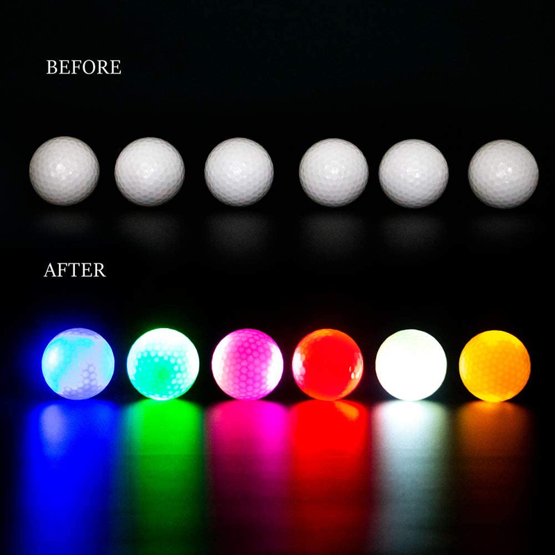 THIODOON Glow Golf Balls Led Golf Balls Glow in The Dark Golf Balls Flashing Golf Ball Light up Long Lasting Bright Night Sports 6 Colors for Your Choice  THIODOON   