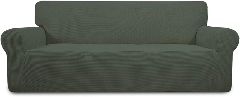 Easy-Going Stretch Sofa Slipcover 1-Piece Couch Sofa Cover Furniture Protector Soft with Elastic Bottom for Kids, Spandex Jacquard Fabric Small Checks(Sofa,Dark Gray) Home & Garden > Decor > Chair & Sofa Cushions Easy-Going Olive Green Large 