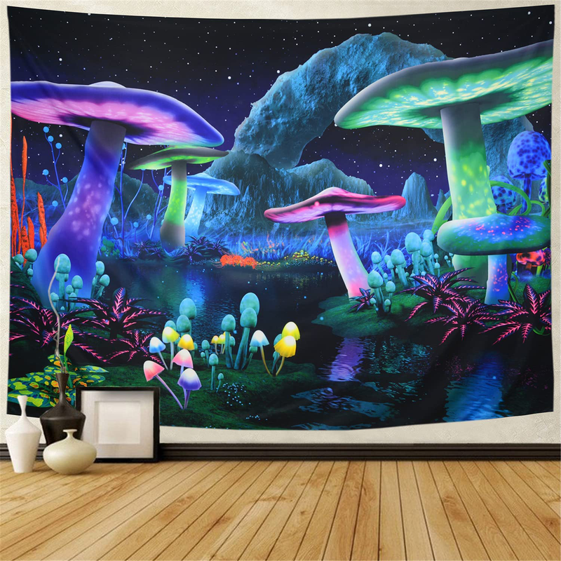Rajahubri Psychedelic Mushroom Tapestry Fantasy Plant Wall Tapestry Galaxy Space Tapestry Starry Night Sky Tapestry Wall Hanging for Room(H51.2×W59.1) Home & Garden > Decor > Artwork > Decorative Tapestries Rajahubri fantasy mushroom M/51.2" X 59.1" 