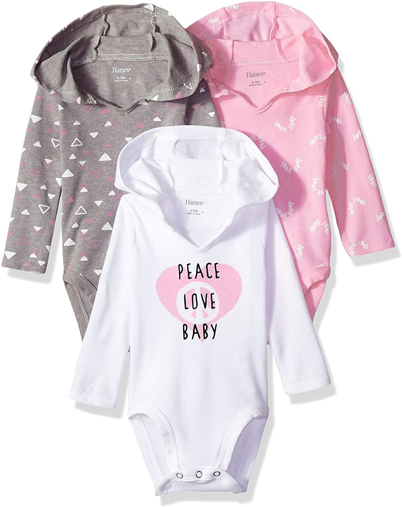Hanes Baby-Girls Ultimate Baby Flexy 3 Pack Hoodie Bodysuits Home & Garden > Decor > Seasonal & Holiday Decorations Hanes   