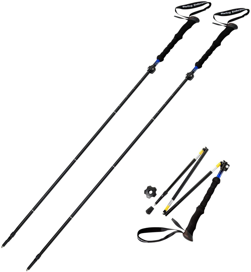 Sterling Endurance Trekking Poles/Collapsible to 13 1/2" / Hiking Poles Walking Sticks (Buy 1 Pole or 2 Poles)