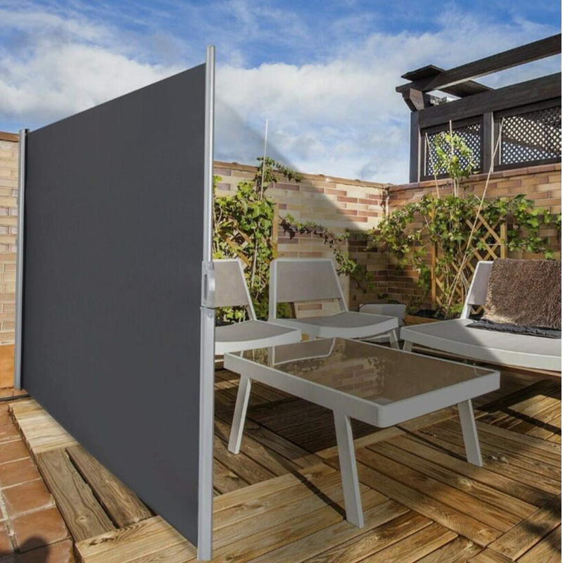 MYOYAY Retractable Folding Side Awning Waterproof Sun Shade Wind Screen Privacy Divider for Garden, Outdoor, Patio and Terrace Dark Grey 63" x 118" Home & Garden > Lawn & Garden > Outdoor Living > Outdoor Umbrella & Sunshade Accessories lehom MYOYAY   