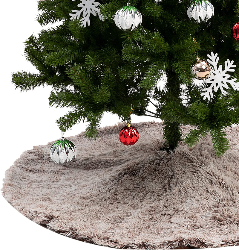 Joiedomi 48 Inch Faux Fur Tree Skirt Brown Christmas Tree Skirt, Soft Classic Fluffy Faux Fur Tree Skirt for Christmas Tree Decorations Home & Garden > Decor > Seasonal & Holiday Decorations > Christmas Tree Skirts Joiedomi Default Title  