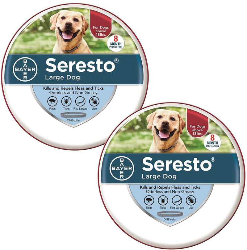 Seresto Flea and Tick Collar for Dogs, 8-Month Flea and Tick Collar for Large Dogs Over 18 Pounds Animals & Pet Supplies > Pet Supplies > Dog Supplies Elanco 2-Pk  