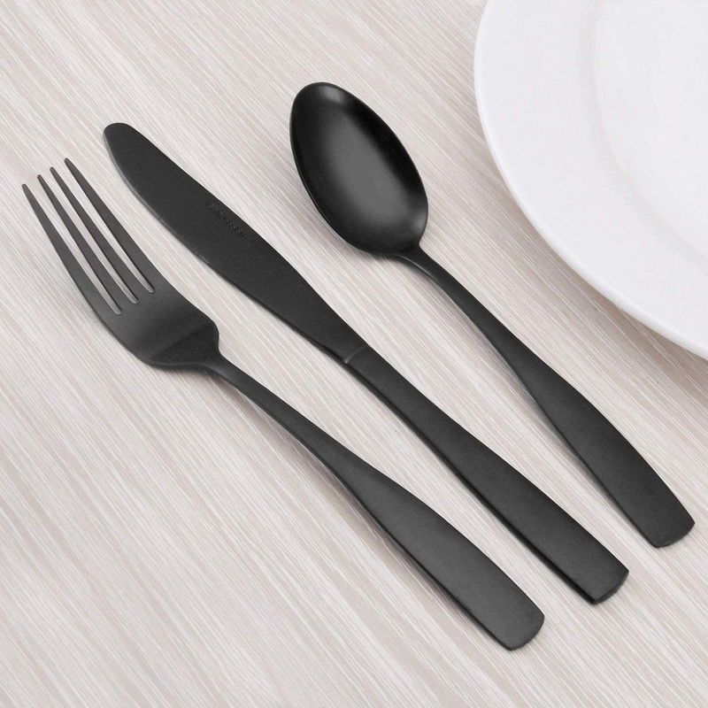 Matte Black Silverware Set, Satin Finish 20-Piece Stainless Steel Flatware set, Tableware Cutlery Set Service for 4, Utensils for Kitchens, Dishwasher Safe