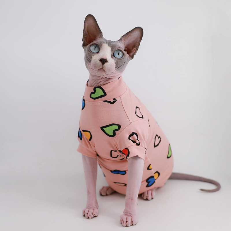 Sphynx Hairless Cat Cute Summer Cotton T-Shirts Pet Clothes,Round Collar Kitten Shirts Cats Apparel Animals & Pet Supplies > Pet Supplies > Cat Supplies > Cat Apparel Kitipcoo   