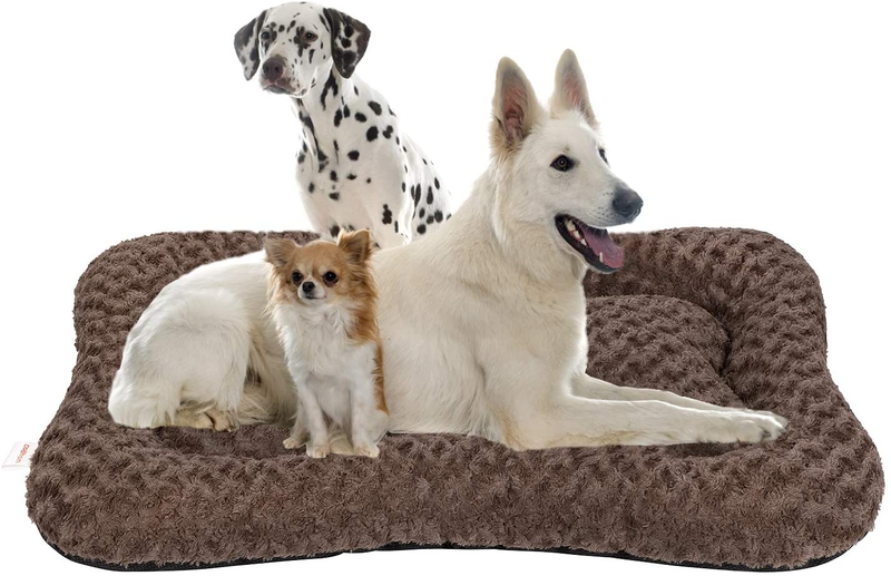 Coohom Deluxe Plush Calming Dog Bed Pet Cushion Crate Mat,Machine Wash Pet Bed for Medium Large Dogs Animals & Pet Supplies > Pet Supplies > Dog Supplies > Dog Beds Coohom Brown Xlarge 