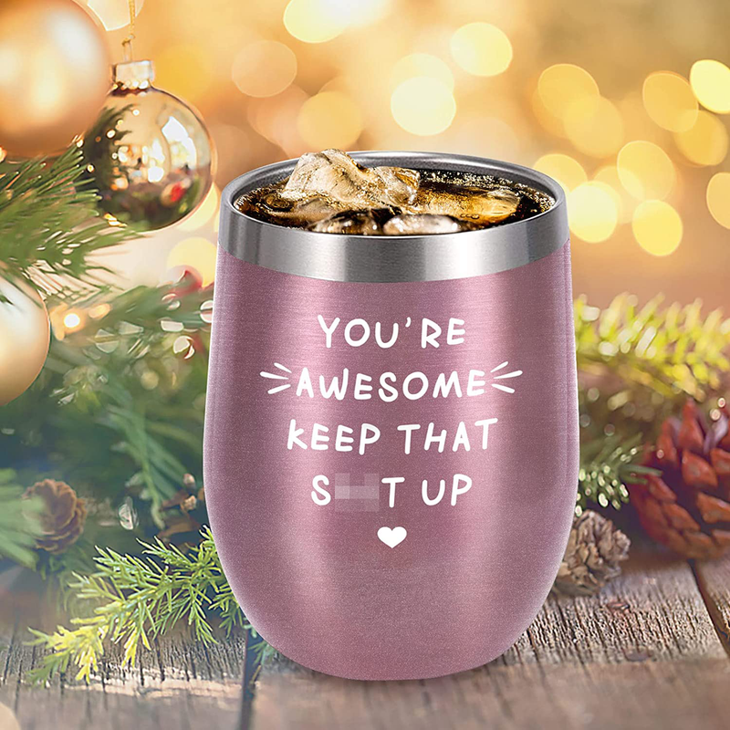 Gifts for Women Wife Her Mom,12 OZ Funny Wine Tumbler Christmas Stocking Stuffers for Women,Festival Christmas Birthday White Elephant Gifts,Valentines Day Gifts for Teachers Girlfriend Sister