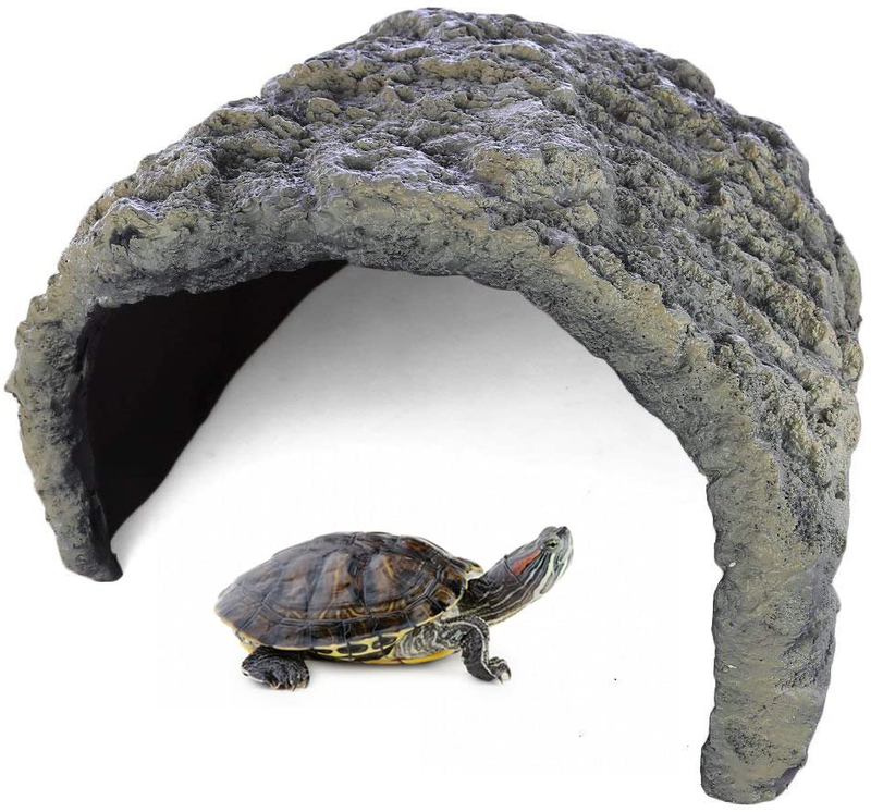 Lingxuinfo Reptile Habitat Decor Turtle Hideouts Cave Bark Bends Aquarium Fish Tank Ornament