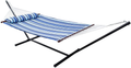 SUNNY GUARD 12.8 FT Hammock with Stand 2 Person Heavy Duty，Quilted Fabric Wood Spreader Bars,Stands & Accessories，for Indoor/Outdoor Patio Navy Blue(450 lb Capacity Home & Garden > Lawn & Garden > Outdoor Living > Hammocks SUNNY GUARD Catalina Beach  