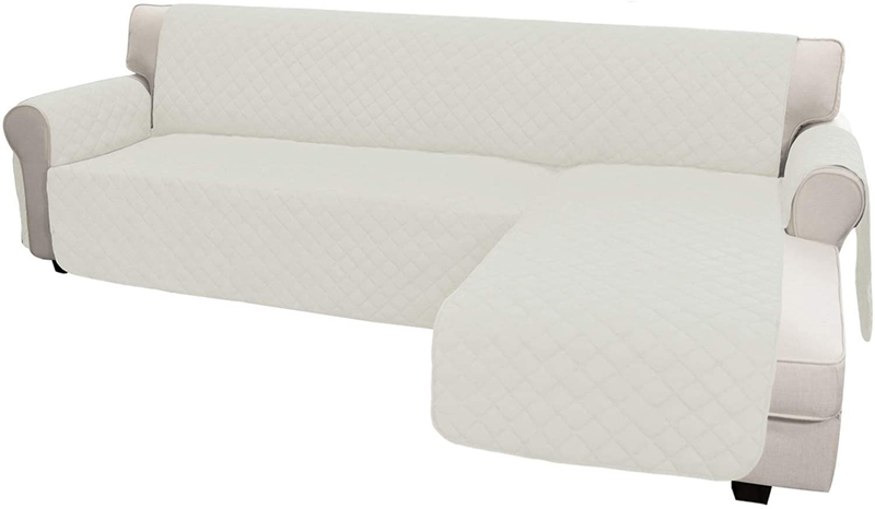 Easy-Going Sofa Slipcover L Shape Sofa Cover Sectional Couch Cover Chaise Slip Cover Reversible Sofa Cover Furniture Protector Cover for Pets Kids Children Dog Cat (Large,Dark Gray/Dark Gray) Home & Garden > Decor > Chair & Sofa Cushions Easy-Going Ivory/Ivory X-Large 