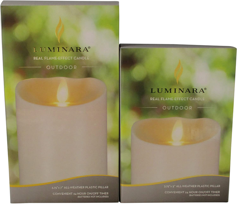 Luminara Outdoor Flameless Candle: Plastic Finish, Unscented Moving Flame Candle with Timer (5" Ivory) Home & Garden > Decor > Home Fragrances > Candles Luminara   