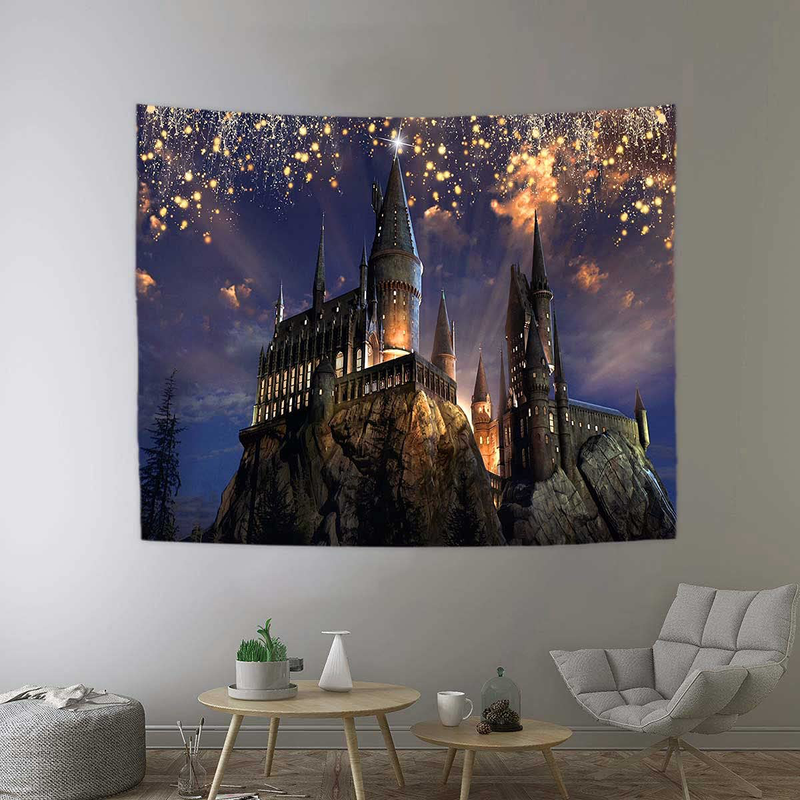 DBLLF Fantasy Castle Tapestry Gothic Style Ancient Castle Lights Forest Magic Night Scenic Wall Hanging,Velvet Decor for Living Room Bedroom Dorm DBZY1421 Home & Garden > Decor > Artwork > Decorative TapestriesHome & Garden > Decor > Artwork > Decorative Tapestries DBLLF 60Wx51L  