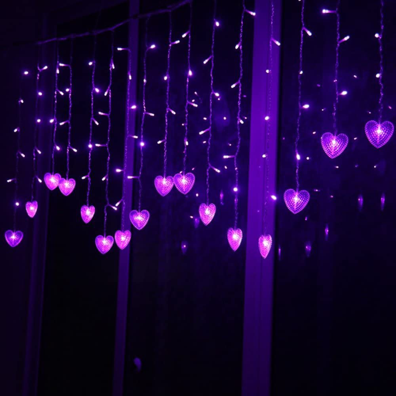 Lainin 4M 96 LEDS 18P Hearts Love Shape LED String Curtain Light for Christmas Wedding Party Decoration Chandelier Luminaries (Warm White) Home & Garden > Decor > Seasonal & Holiday Decorations Unknown Multicolor  
