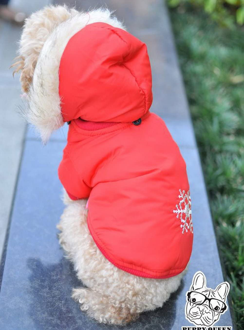 LOVEPET Snowflake Reversible Dog Winter Coat Removable Hoodies Dog Clothes for Small Dogs Animals & Pet Supplies > Pet Supplies > Dog Supplies > Dog Apparel LOVEPET   