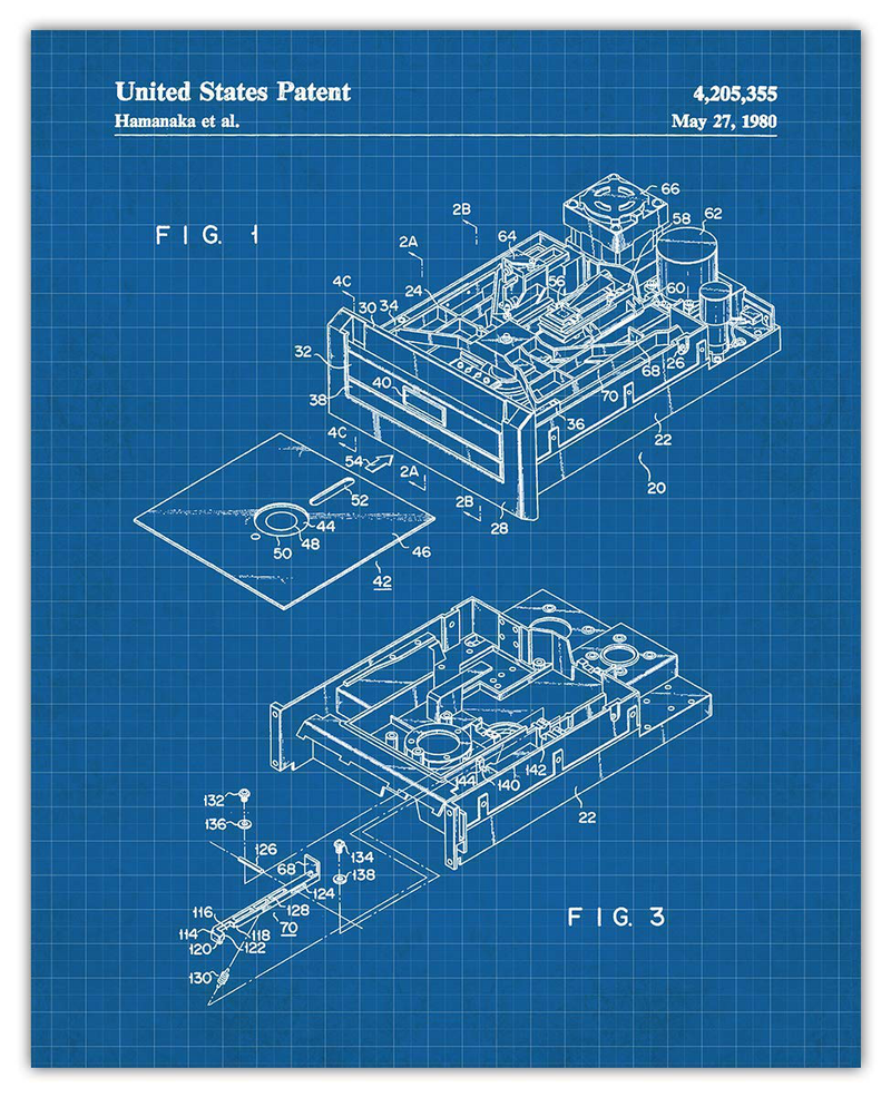 Hard Drive Blueprint Patent Wall Art Prints: Unique Room Decor - Set of Four (11X14) Unframed Pictures - Great Gift Idea under $20 Home & Garden > Decor > Artwork > Posters, Prints, & Visual Artwork Buzz Unplugged   