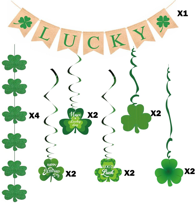 Dmhirmg St Patricks Day Decorations,St Patricks Day Garland,St Patricks Day Hanging Decorations Lucky Irish Green St Patrick Party Home Party St Patricks Day Banner Big Pack