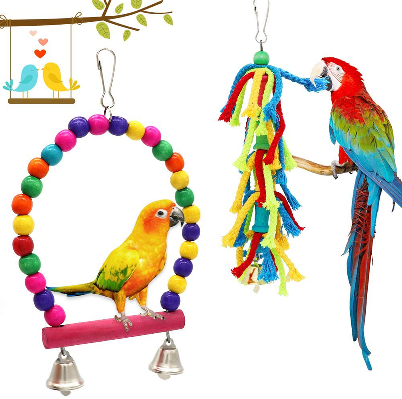 Small Bird Swing Toys, 6 PCS Parrots Chewing Natural Wood and Rope Bungee Bird Toy for Anchovies, Parakeets, Cockatiel, Conure, Mynah, Macow and Other Small Birds Animals & Pet Supplies > Pet Supplies > Bird Supplies > Bird Toys PETUOL   