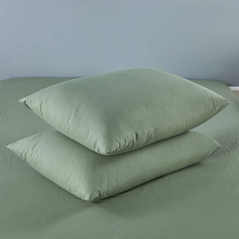 JELLYMONI Green 100% Washed Cotton Duvet Cover Set, 3 Pieces Luxury Soft Bedding Set with Zipper Closure. Solid Color Pattern Duvet Cover Queen Size(No Comforter) Home & Garden > Linens & Bedding > Bedding KOL DEALS   