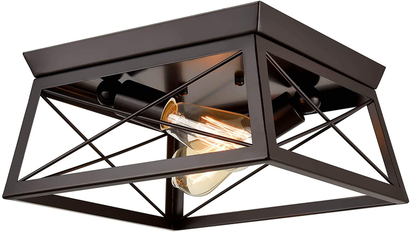 DANSEER Lighting Industrial Flush Mount Ceiling Light Fixture Oil Rubbed Bronze 2 Light