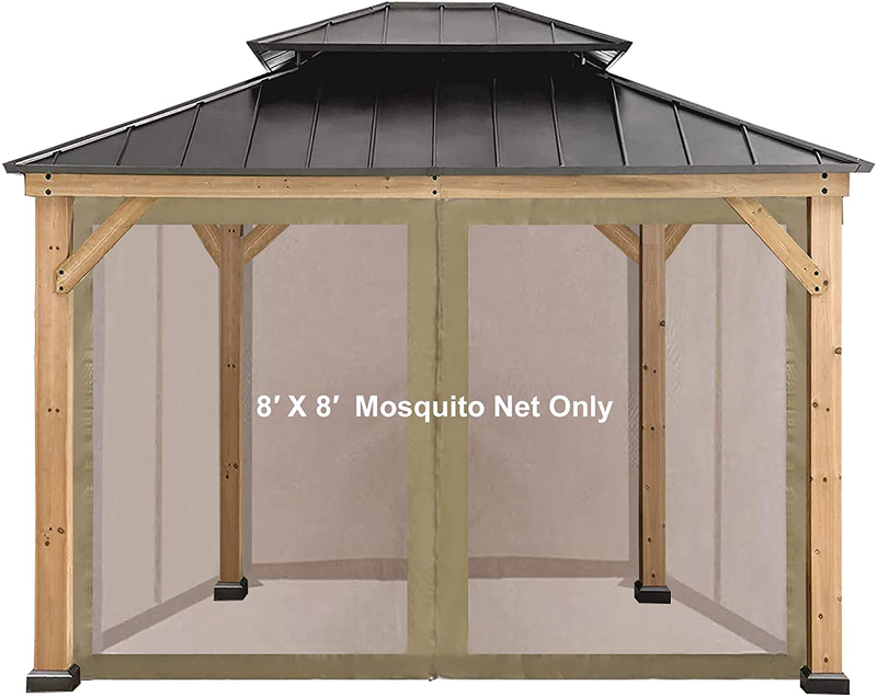 CoastShade Universal Replacement Canopy Mosquito Netting Screen Sidewalls Height 7FT for 8x8 or 10x10 or 10x12 Gazebo Canopy,Black