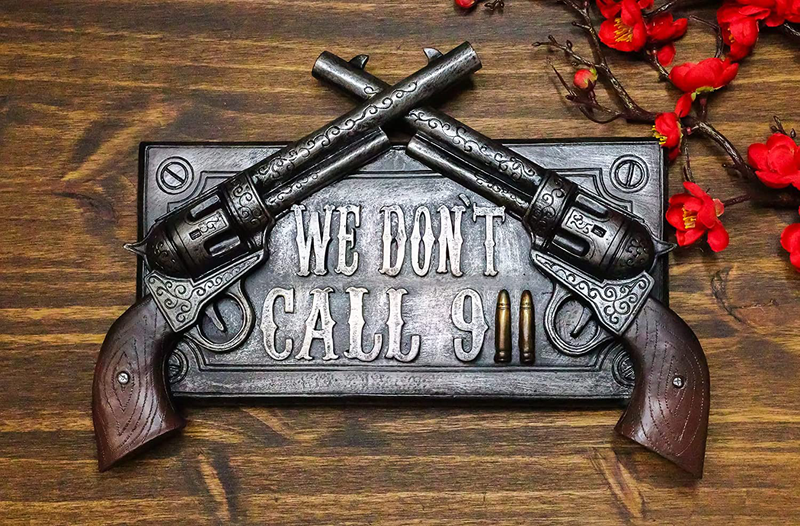 Ebros Gift No Warning For Trespassers Wild West Dual Six Shooter Guns With Bullets Wall Art Sign Plaque Rustic Western Two Pistols Wall Decor 3D Figurine Home & Garden > Decor > Artwork > Sculptures & Statues Ebros Gift   