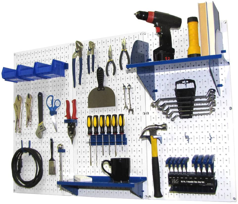 Pegboard Organizer Wall Control 4 ft. Metal Pegboard Standard Tool Storage Kit with Galvanized Toolboard and Black Accessories Hardware > Hardware Accessories > Tool Storage & Organization Wall Control White Pegboard Blue Accessories Storage 