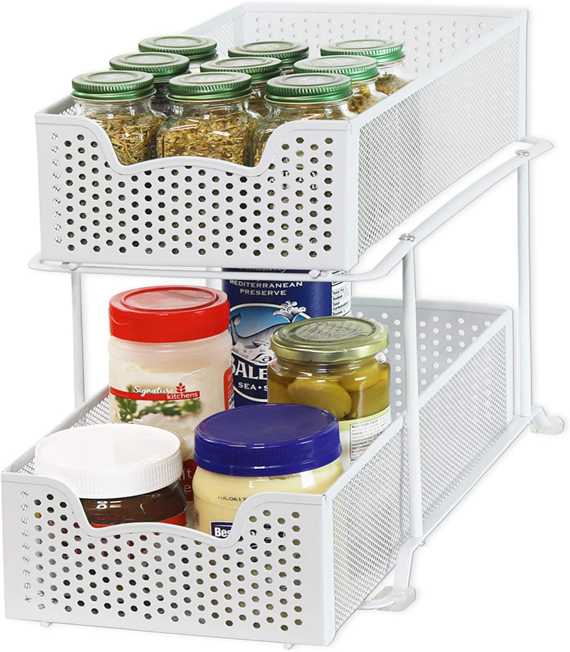 Simple Houseware 2 Tier Sliding Cabinet Basket Organizer Drawer, White Home & Garden > Household Supplies > Storage & Organization Simple Houseware   