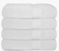 Glamburg Premium Cotton 4 Pack Bath Towel Set - 100% Pure Cotton - 4 Bath Towels 27x54 - Ideal for Everyday use - Ultra Soft & Highly Absorbent - Black Home & Garden > Linens & Bedding > Towels GLAMBURG White  
