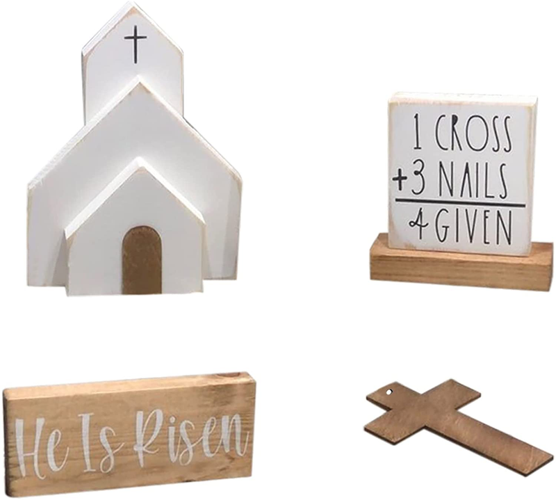 Easter Resurrection Scene Set, Easter Scene Wooden Decoration for the Home Table Jesus Nativity Scene Decorations Spring Christian Home Figurine Ornament for the Home, Tabletop, Office (Style C) Home & Garden > Decor > Seasonal & Holiday Decorations JRCX Style a  