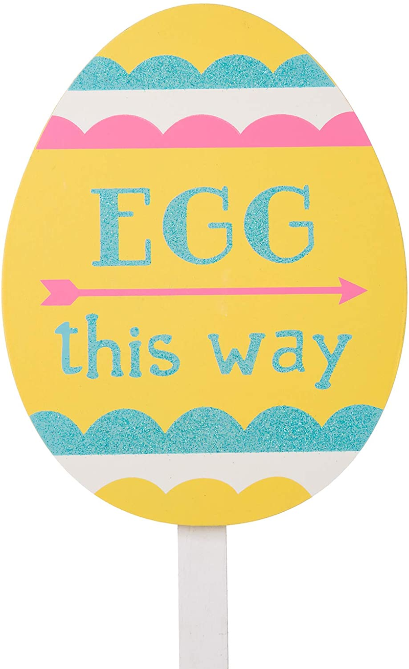 Glitzhome Set of 3 Wooden Happy Easter Egg Yard Sign with Stakes Outdoor Lawn Decorations, Multi-Color Home & Garden > Decor > Seasonal & Holiday Decorations Glitzhome   