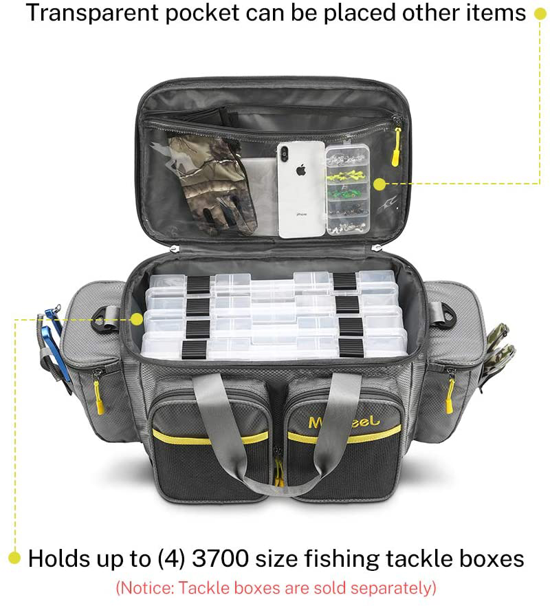 Magreel Fishing Tackle Bag, Water-Resistant Polyester Material Fishing Tackle Storage Bag with Padded Shoulder Strap and Non-Slip Base Suitable for 3600 3700 Tackle Box