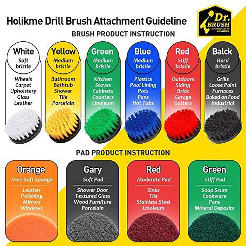 Holikme 20Piece Drill Brush Attachments Set, Scrub Pads & Sponge, Buffing Pads, Power Scrubber Brush with Extend Long Attachment, Car Polishing Pad Kit Hardware > Tools > Multifunction Power Tools Holikme   