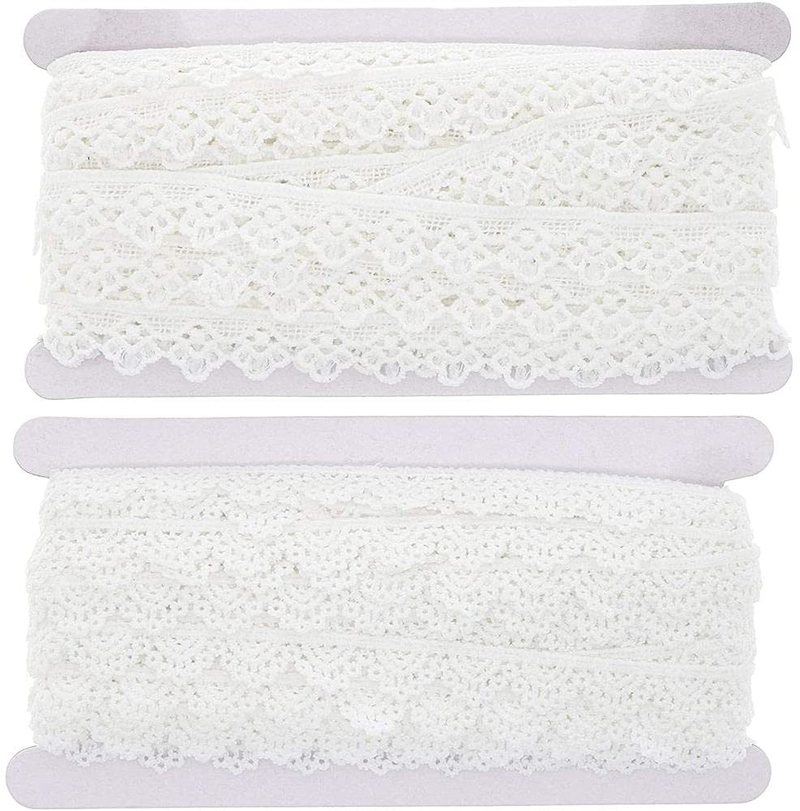 Crochet Lace Ribbons, 15-Yard Rolls (White, 0.5 and 0.7 in Wide, 2-Pack) Arts & Entertainment > Hobbies & Creative Arts > Arts & Crafts Bright Creations   
