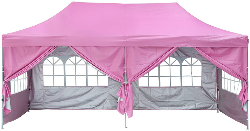 GDY 10x10 Ft Outdoor Pop Up Canopy Tent, Commercial Portable Instant Folding Shelter Gazebos Blue Waterproof Canopies with Carrying Bag Home & Garden > Lawn & Garden > Outdoor Living > Outdoor Structures > Canopies & Gazebos gdy Pink 10x20 