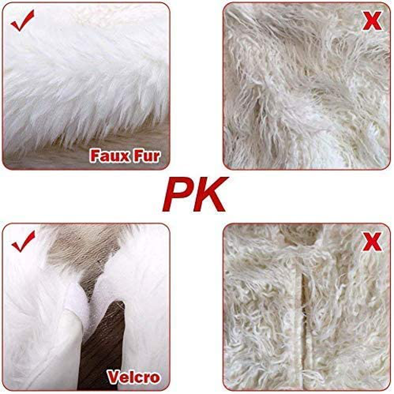 NANNY HIDDEN Christmas Tree Skirts, Luxury Faux Fur White Christmas Tree Skirts for Xmas Tree Decorations Party Home Office Holiday Décor (30 inch)
