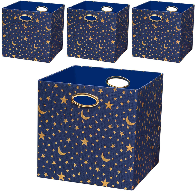 Storage Bins Storage Cubes, 13×13 Fabric Storage Boxes Foldable Baskets Containers Drawers for Nurseries,Offices,Closets,Home Décor ,Set of 4 ,Grey-white Striped Home & Garden > Decor > Seasonal & Holiday Decorations Posprica Navy Stars 13×13×13/4pcs 