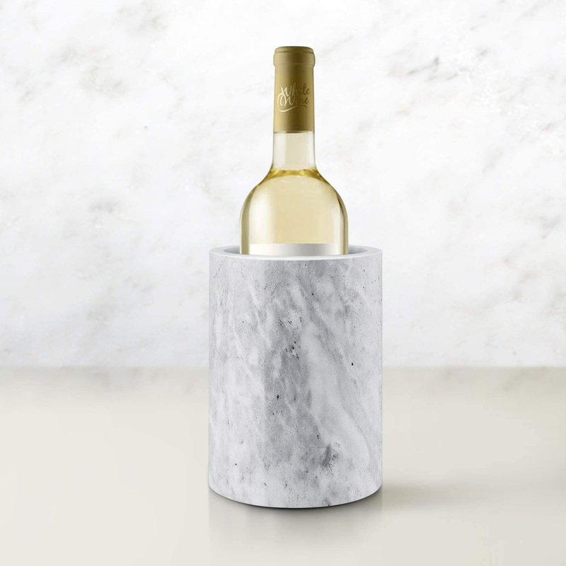 Flexzion Kitchen Tool Crock Utensil Holder and Wine Cooler Chiller, Natural White Marble 5" x 7" Inch, Unique One-Of-A-Kind Pattern Stone Container for Spoon, Spatula, Wine Bottle Holder Creative Home Home & Garden > Decor > Vases Flexzion   