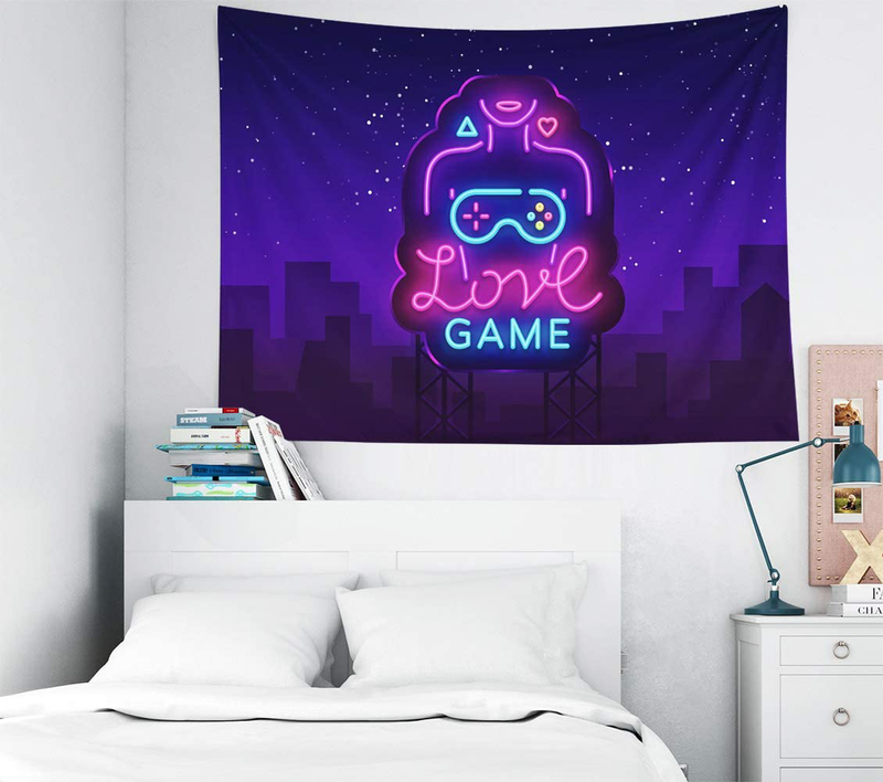 Crannel Gaming Wall Tapestry, Conceptual Abstraction Modern Controller Realistic Game Wireless Mockup Tapestry 80x60 Inches Wall Art Tapestries Hanging Dorm Room Living Home Decorative,Black Blue Home & Garden > Decor > Artwork > Decorative TapestriesHome & Garden > Decor > Artwork > Decorative Tapestries Crannel Black Purple-5 40" L x 30" W 