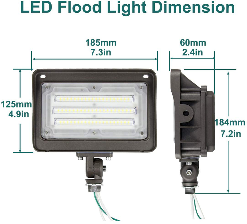 Kadision LED Flood Light Outdoor 50W, 6500LM (200W HPS/MH Equiv.) 5000K Daylight, Waterproof Knuckle Mount LED Outdoor Flood Lights for Garden Porch Yard, 100-277V ETL Listed