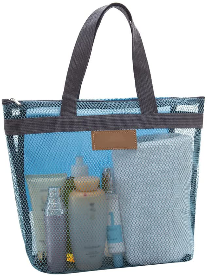 Mesh Shower Caddy Bag, Quick Dry Portable Tote Bag with Zipper and Inner Pocket, Lightweight Bath Organizer for College Dorm Bathroom, Swimming, Gym, Beach, Travel (Blue) Sporting Goods > Outdoor Recreation > Camping & Hiking > Portable Toilets & Showers Pebipoo Blue  